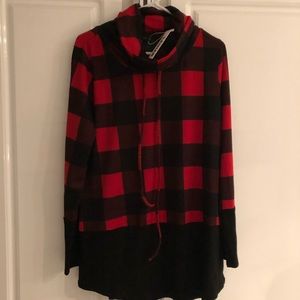 Plaid cowl next sweater